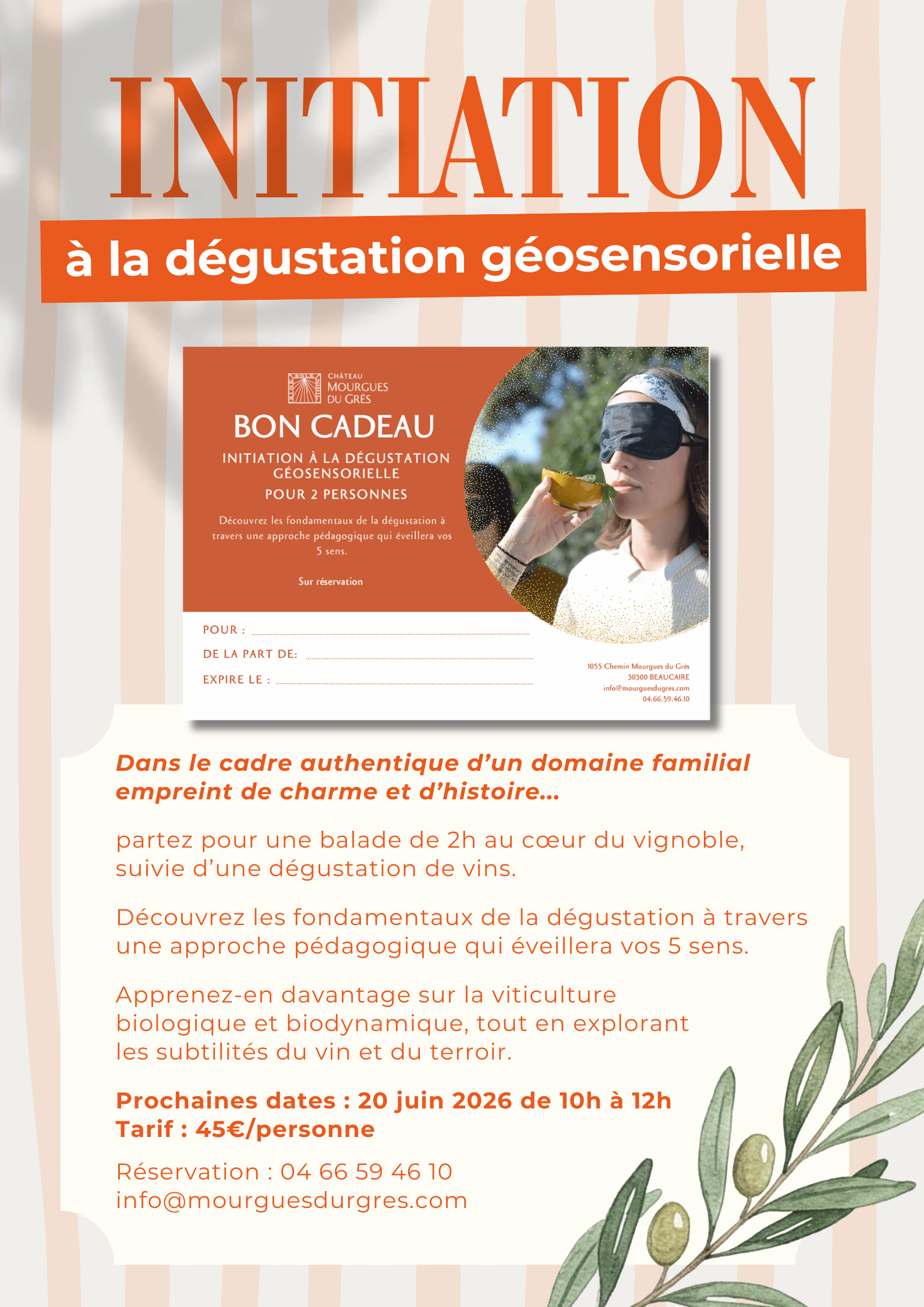 Initiation à la dégustation géosensorielle le 20 juin 2026 / Vins bio et biodynamiques / Costières de Nîmes