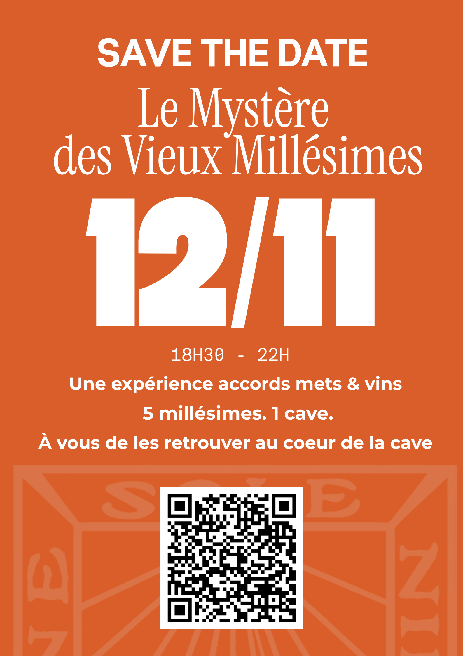 Jeudi 12 novembre de 18h30 à 22h  : Le Mystère des Vieux Millésimes – Soirée dégustation accords mets & vins